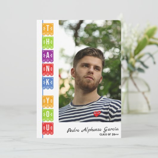 2024 Papel Picado Mexicaanse Fiesta Afstudeerfeest Bedankkaart (Staand voorkant)
