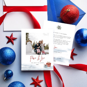 2024 Peace & Love rood blauw Gift Vakantie Kaart