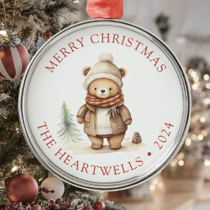 2024 Persoonlijke Knuffel Beer Prettig Kerstfeest Metalen Ornament