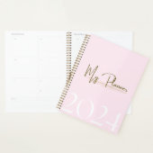 2024 Pink & Gold Mois & Weekly Planner (Devant avec enveloppe)