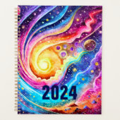 2024 PLANNER KLEURRIJK ABSTRACT STERRENSTELSEL ONT (Voorkant)