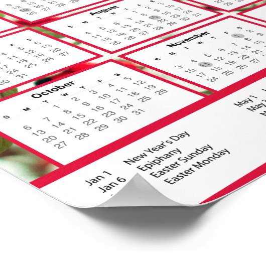 2024 Polen Kalender met Pools Feestdagen Download Poster (Hoek)