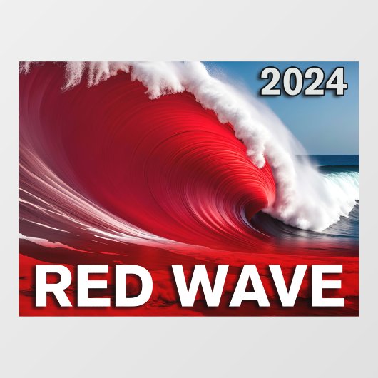 2024 RED WAVE - Opvallende tsunami oceaangolf Raamsticker (Vel)