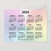 2024 Regenboogwolk Mini Kalender van Janz Briefkaart (Voorkant)