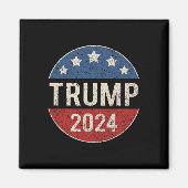 2024 Retro Campaign Button Re Verkozen President T Magneet (Voorkant)