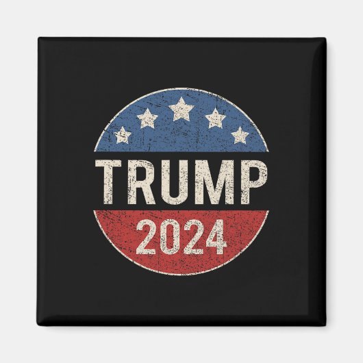 2024 Retro Campaign Button Re Verkozen President T Magneet (Voorkant)