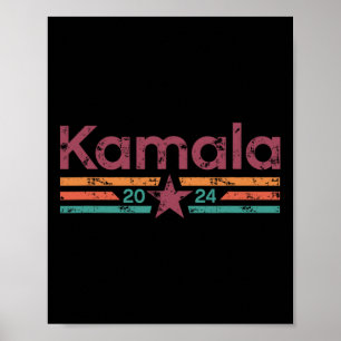 2024 Retro Kleur Grunge Stripes Kamala Harris 2024 Poster