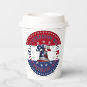 2024 Rood en Blauw Laat Vrijheidsring Vrijheidsbel Papieren Bekers (Achterkant)