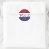2024 Rood en Blauw STEMMEN Script Ronde Sticker (Tas)