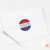 2024 Rood en Blauw STEMMEN Script Ronde Sticker (Envelop)