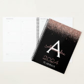 2024 Roze Goud - Blush Roze Zwart Glitter Monogram Planner (Display)