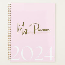 2024 Roze & Goud Maandelijkse & Wekelijkse Planner