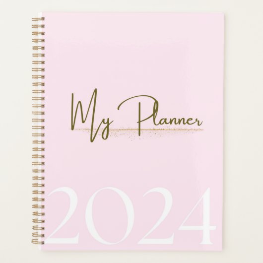 2024 Roze & Goud Maandelijkse & Wekelijkse Planner (Voorkant)