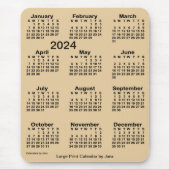 2024 Sepia Large Print Calendar van Janz Muismat (Voorkant)