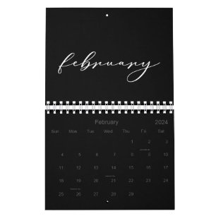 2024 Simple Black Custom Minimalist Kalender