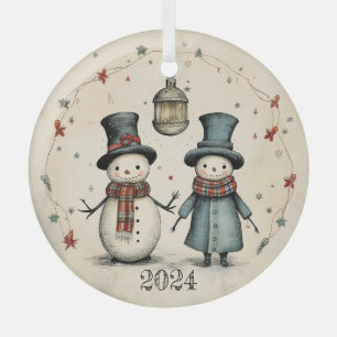 2024 Sneeuwman Glas Ornament