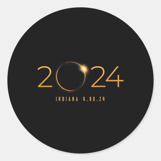 2024 Solar Eclipse Indiana American Totality Sprin Ronde Sticker (Voorkant)