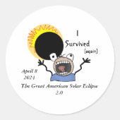 2024 Solar Eclipse Survival Edition Ronde Sticker (Voorkant)