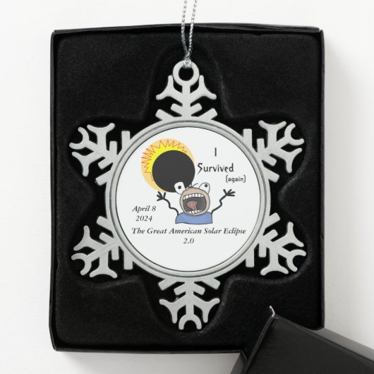 2024 Solar Eclipse Survival Edition Tin Sneeuwvlok Ornament (Kistje)