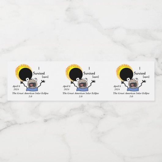 2024 Solar Eclipse Survival Edition Waterfles Etiket (Enkel label)