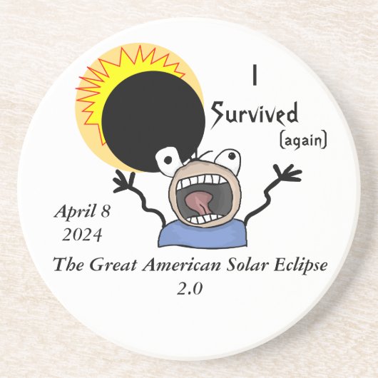 2024 Solar Eclipse Survival Edition Zandsteen Onderzetter (Voorkant)