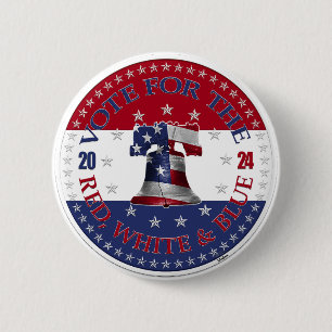 2024 Stem Voor De Rode, Witte en Blauwe Liberty Be Ronde Button 5,7 Cm
