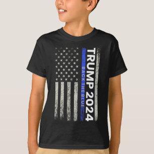 2024 Terug De Blauwe Dunne Blauwe Lijn Politie Ame T-shirt