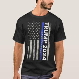 2024 Terug De Blauwe Dunne Blauwe Lijn Politie Ame T-shirt