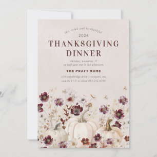 2024 Thanksgiving Diner Pompoen Wildflower Kaart