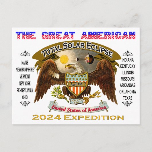 2024 Totaal Solar Eclipse Briefkaart (Voorkant)