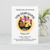 2024 TOTAAL ZONSVERDUISTERING Vlaggen Watch Party Kaart (Staand voorkant)