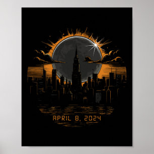 2024 Totale Zonsverduistering April 8 New York Poster