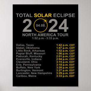 2024 totale zonsverduistering april 8 pad van de e poster