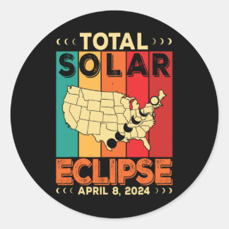 2024 Totale Zonsverduistering April Ronde Sticker