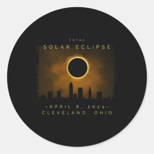 2024 Totale zonsverduistering in Cleveland Ronde Sticker