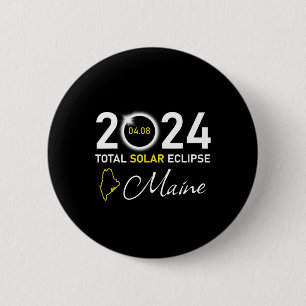 2024 Totale zonsverduistering Maine State Ronde Button 5,7 Cm