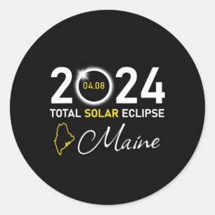 2024 Totale zonsverduistering Maine State Ronde Sticker