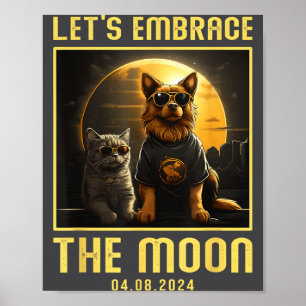 2024 Totale Zonsverduistering Omarm Maan Grappige Poster