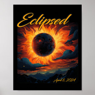 2024 Totale Zonsverduistering Zon Maan Poster