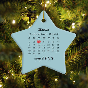 2024 Trouwdatum Hartkalender Getrouwd Keramiek Ornament