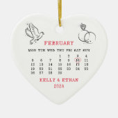 2024 Trouwdatum Hartkalender Getrouwd Keramisch Ornament (Voorkant)