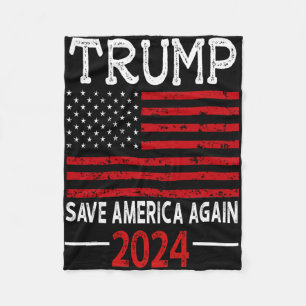 2024 Trump Save America Opnieuw Vlag VS Fleece Deken