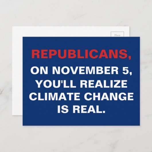 2024 Verkiezingen Klimaatverandering is reële datu Briefkaart (Voorkant / Achterkant)