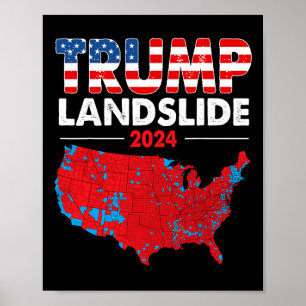 2024 Verkiezingskaart Trump Landslide Rode Verkiez Poster