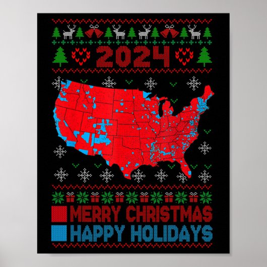 2024 Verkiezingskaart Trump Landslide Ugly Christm Poster (Voorkant)