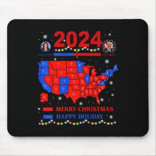 2024 Verkiezingskaart Vrolijk Kerstfeest Trump Lan Muismat