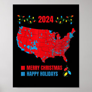 2024 Verkiezingskaart Vrolijk Kerstfeest Trump Lan Poster
