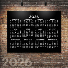 2024 Voljaar Uitzicht Kalender - horizontaal - Zwa Poster