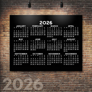 2024 Voljaar Uitzicht Kalender - horizontaal - Zwa Poster