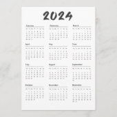 2024 volledige jaarkalender zwart-wit minimalistis programma (Voorkant)